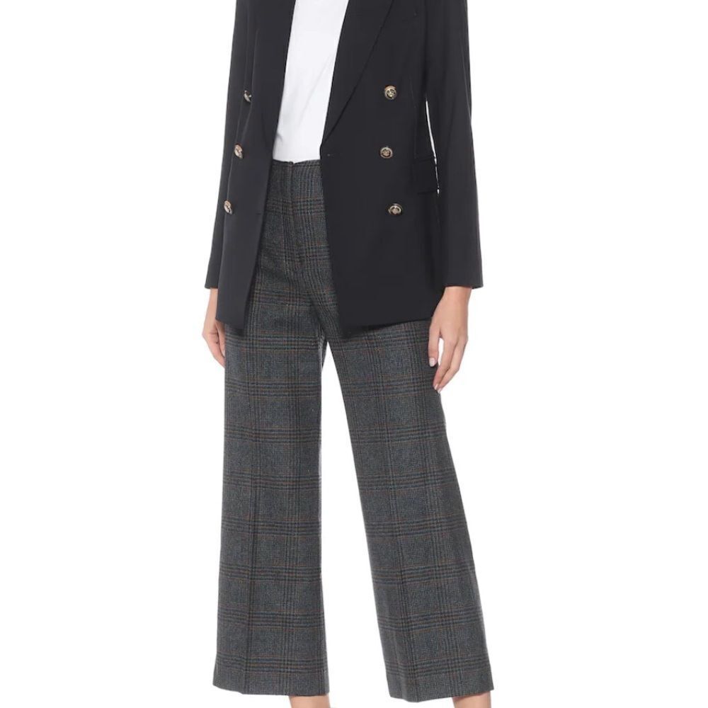 Veronica Beard Dova Prince Of Wales NEW Checked Wool Straight-leg Pants $595 - Picture 3 of 7